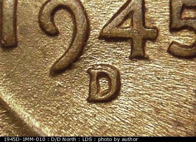 Die-stage C marker on 1945D•1MM•010 (1945 Repunched Mint Mark).
