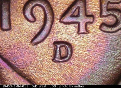 Die-stage C marker on 1945D•1MM•011 (1945 Repunched Mint Mark).