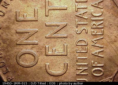 Die-stage A marker on 1945D•1MM•015 (1945 Repunched Mint Mark).