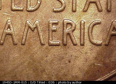 Die-stage A marker on 1945D•1MM•015 (1945 Repunched Mint Mark).