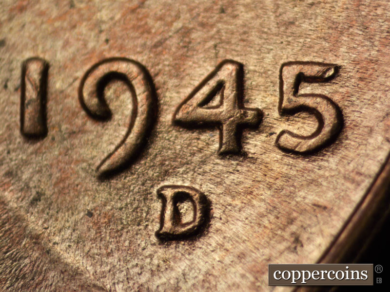 Die-stage B marker on 1945D•1MM•018 (1945 Repunched Mint Mark).