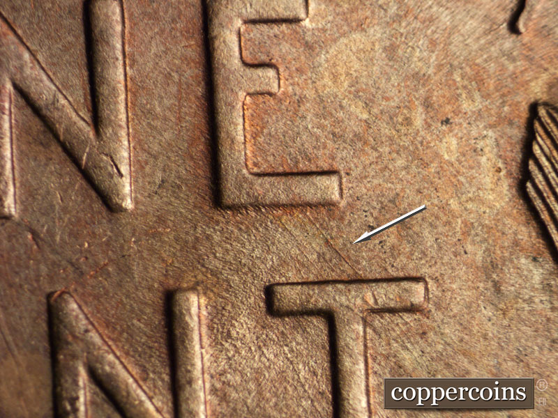 Die-stage B marker on 1945D•1MM•018 (1945 Repunched Mint Mark).