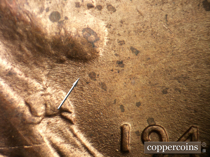 Die-stage C marker on 1945D•1MM•021 (1945 Repunched Mint Mark).