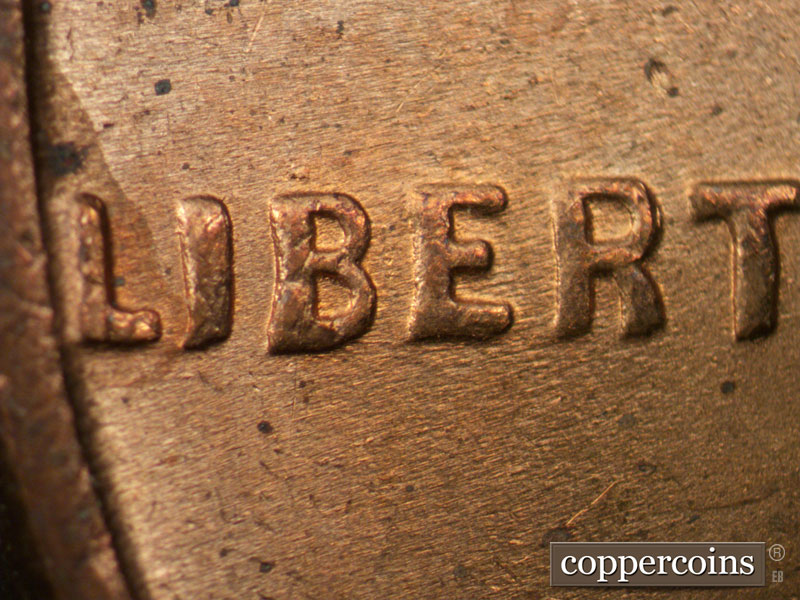 Die-stage B marker on 1945P•1DO•001 (1945 Doubled Die Obverse).