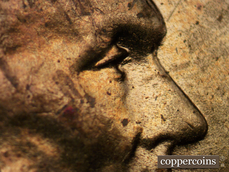 1945 Lincoln cent obverse, CopperCoins die 1945P•1DO•005.