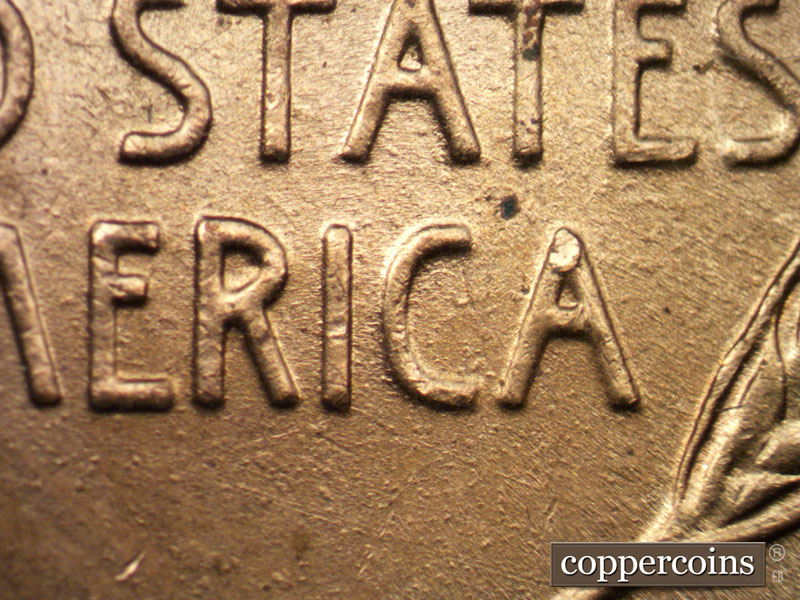 Die-stage B marker on 1945P•1DO•005 (1945 Doubled Die Obverse).