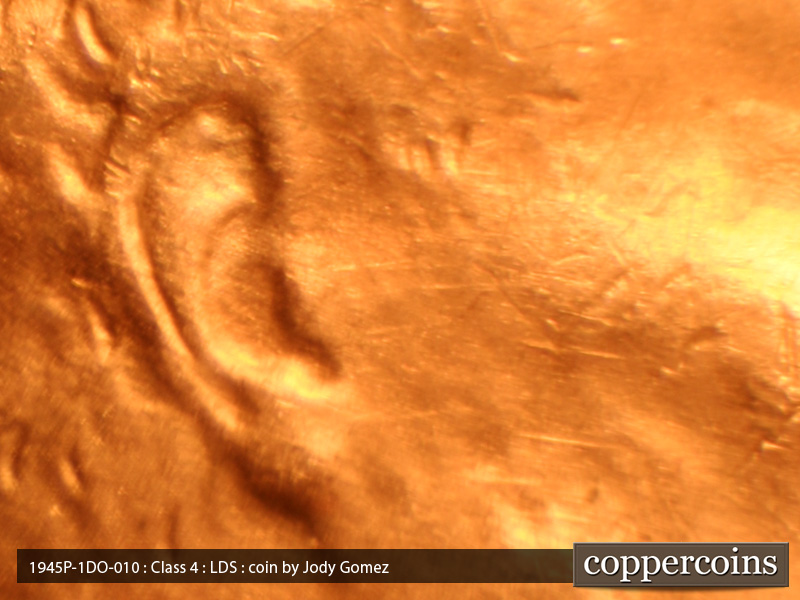 Die-stage C marker on 1945P•1DO•010 (1945 Doubled Die Obverse).