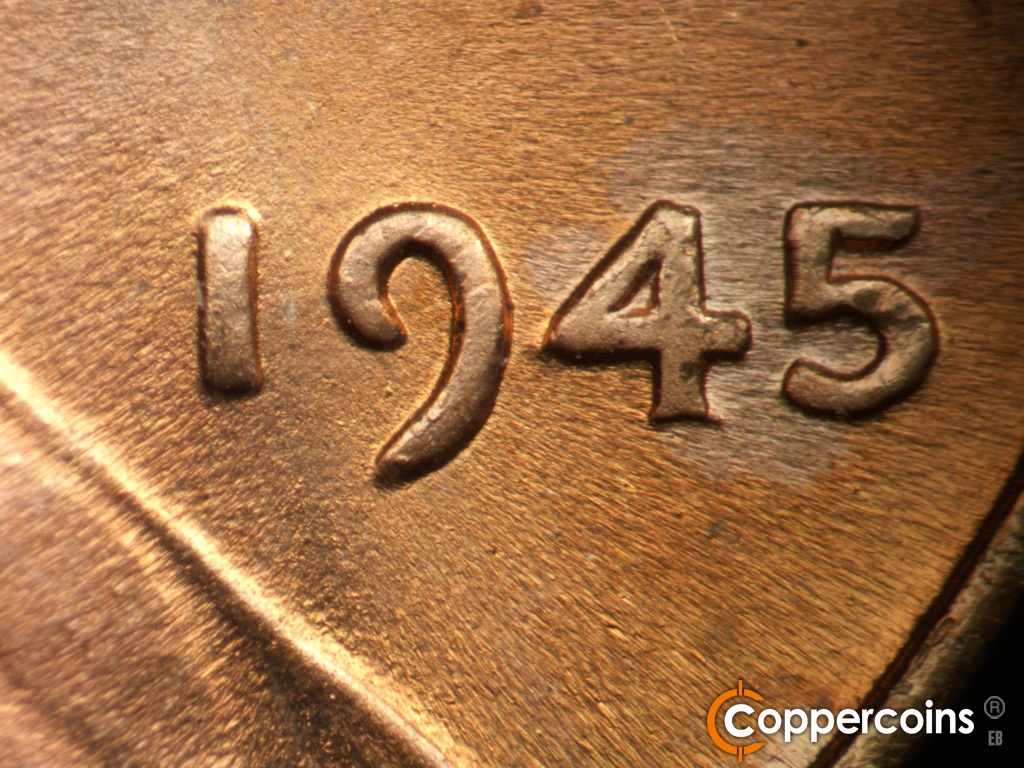 Die-stage B marker on 1945P•1DO•013 showing Moderate class 6 doubling on 19 in date.