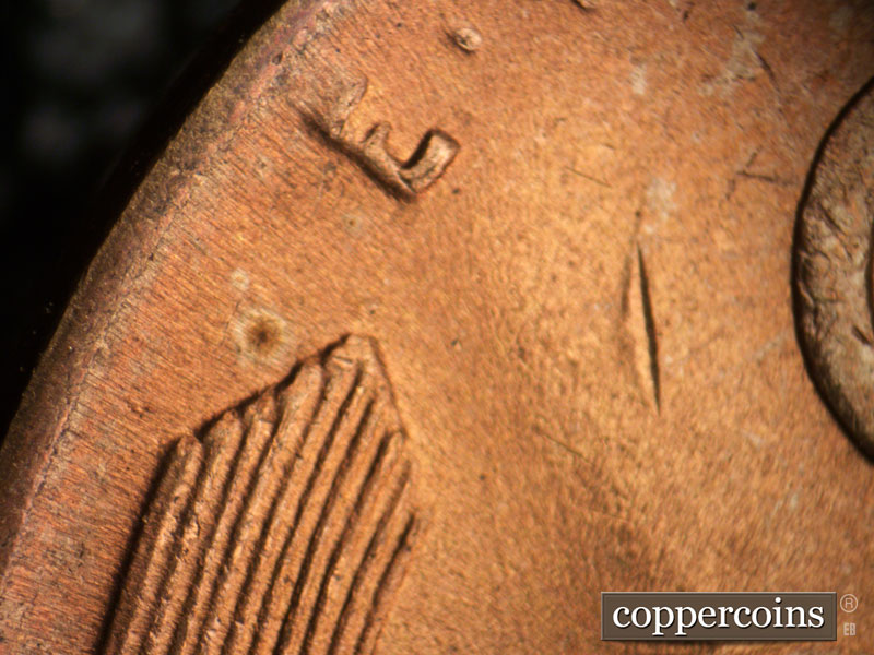 Die-stage C marker on 1945P•1DO•016 (1945 Doubled Die Obverse).