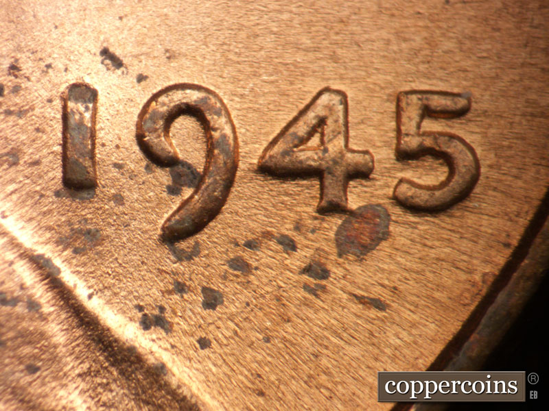 1945 Lincoln cent obverse, CopperCoins die 1945P•1DO•020.