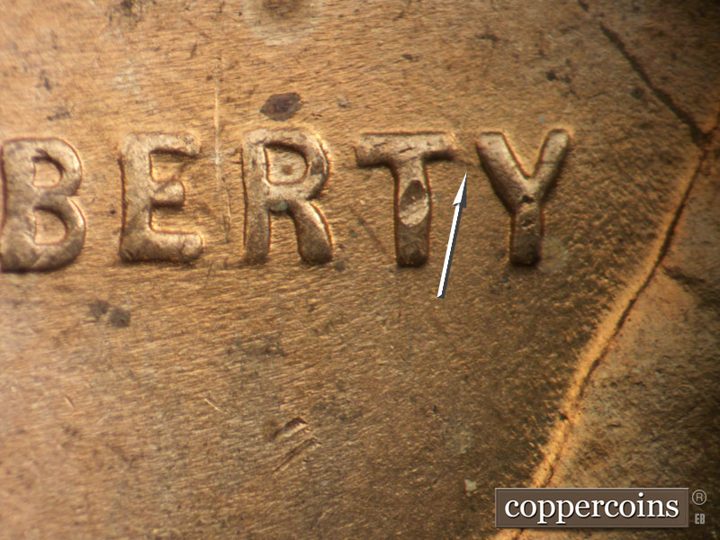 Die-stage C marker on 1945P•1DO•021 (1945 Doubled Die Obverse).