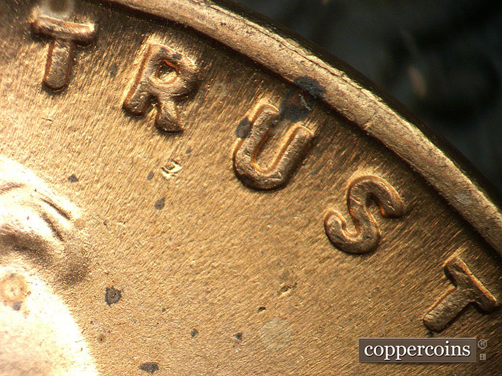 Die-stage B marker on 1945P•1DO•022 (1945 Doubled Die Obverse).