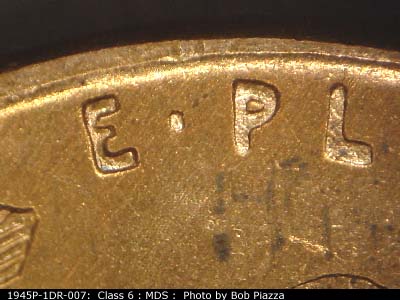 1945 Lincoln cent obverse, CopperCoins die 1945P•1DR•007.