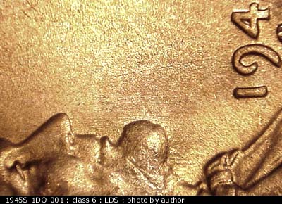Die-stage C marker on 1945S•1DO•001 (1945 Doubled Die Obverse).