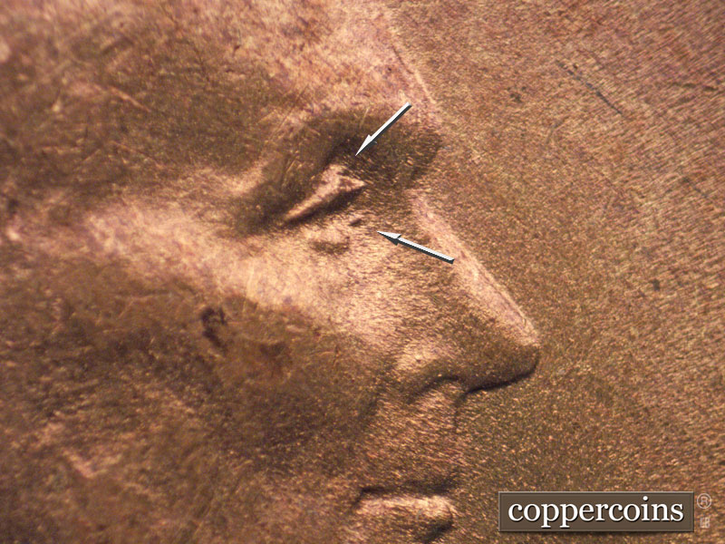 1945 Lincoln cent obverse, CopperCoins die 1945S•1DO•003.