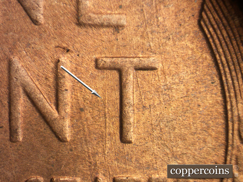 Die-stage C marker on 1945S•1DO•008 (1945 Doubled Die Obverse).