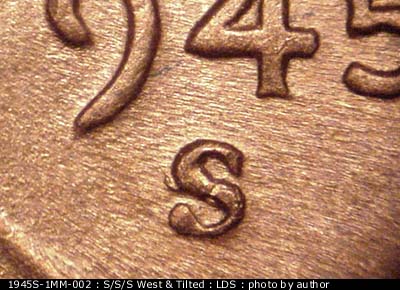 Die-stage C marker on 1945S•1MM•002 (1945 Repunched Mint Mark).