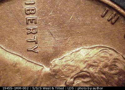 Die-stage C marker on 1945S•1MM•002 (1945 Repunched Mint Mark).