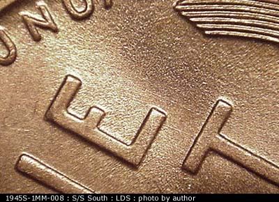 Die-stage C marker on 1945S•1MM•008 (1945 Repunched Mint Mark).