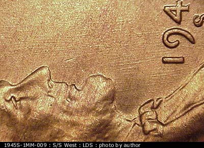 Die-stage C marker on 1945S•1MM•009 (1945 Repunched Mint Mark).