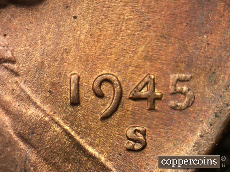 Die-stage C marker on 1945S•1MM•011 (1945 Repunched Mint Mark).
