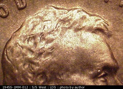 Die-stage C marker on 1945S•1MM•012 (1945 Repunched Mint Mark).
