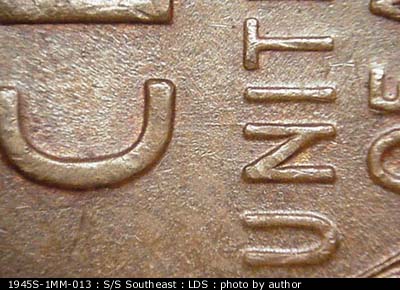 Die-stage C marker on 1945S•1MM•013 (1945 Repunched Mint Mark).