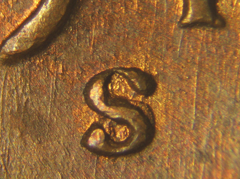1945 Lincoln cent obverse, CopperCoins die 1945S•1MM•014.