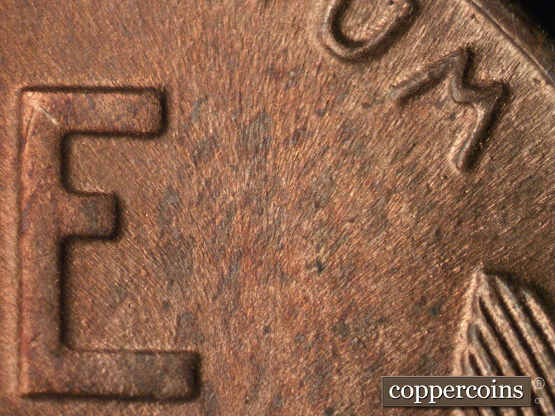 Die-stage C marker on 1945S•1MM•014 (1945 Repunched Mint Mark).