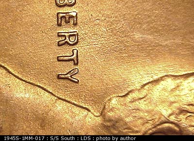 Die-stage C marker on 1945S•1MM•017 (1945 Repunched Mint Mark).