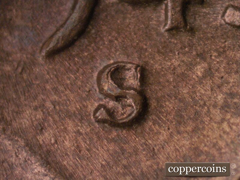 1945 Lincoln cent obverse, CopperCoins die 1945S•1MM•019.