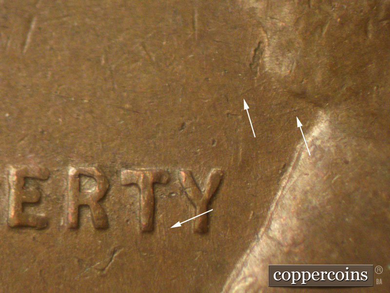 Die-stage B marker on 1945S•1MM•022 (1945 Repunched Mint Mark).