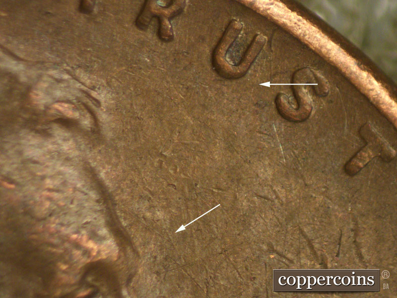 Die-stage B marker on 1945S•1MM•022 (1945 Repunched Mint Mark).
