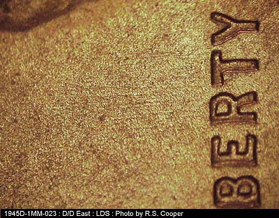 Die-stage A marker on 1945S•1MM•023 (1945 Repunched Mint Mark).