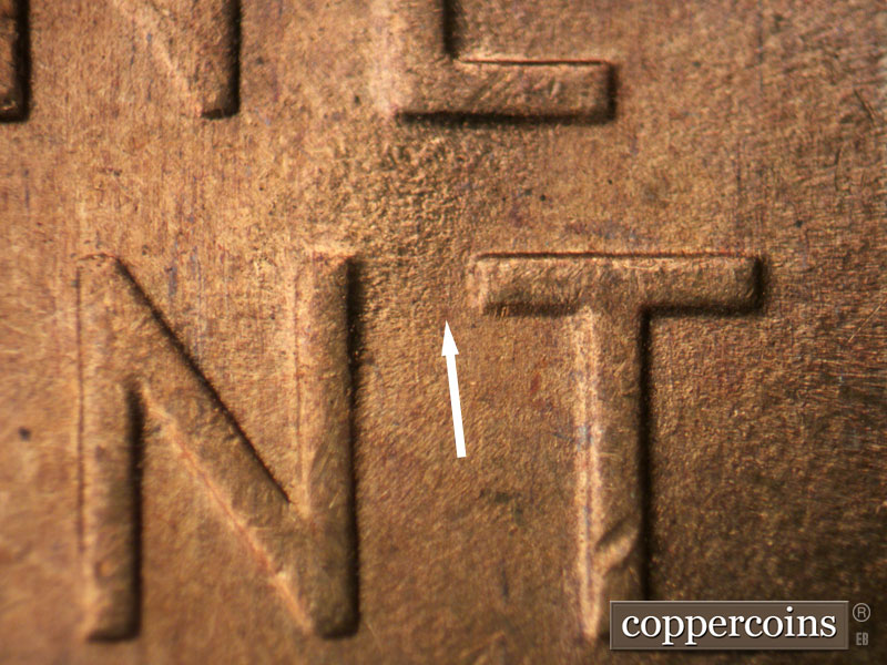Die-stage C marker on 1945S•1MM•027 (1945 Repunched Mint Mark).