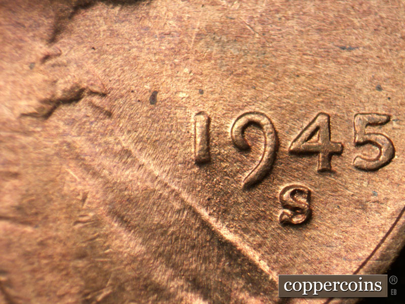 Die-stage C marker on 1945S•1MM•028 (1945 Repunched Mint Mark).