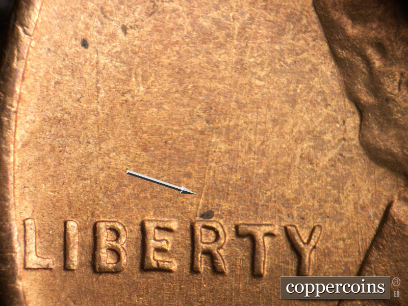 Die-stage B marker on 1945S•1MM•029 (1945 Repunched Mint Mark).