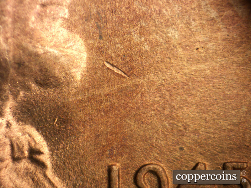 Die-stage B marker on 1945S•1MM•030 (1945 Repunched Mint Mark).