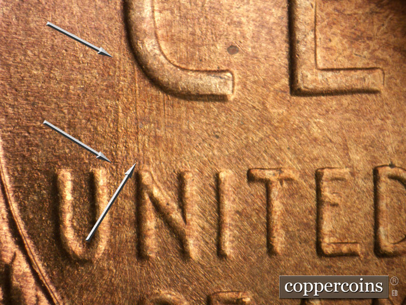 Die-stage B marker on 1945S•1MM•030 (1945 Repunched Mint Mark).
