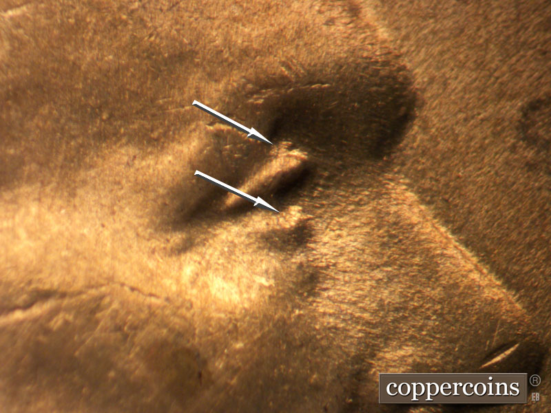 1946 Lincoln cent obverse, CopperCoins die 1946D•1DO•007.