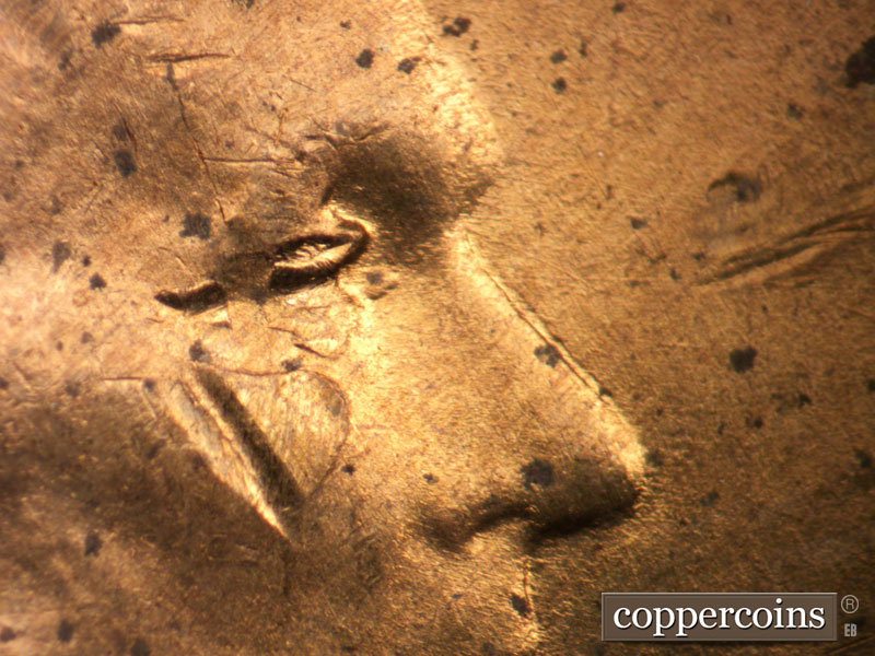 1946 Lincoln cent obverse, CopperCoins die 1946D•1DO•008.