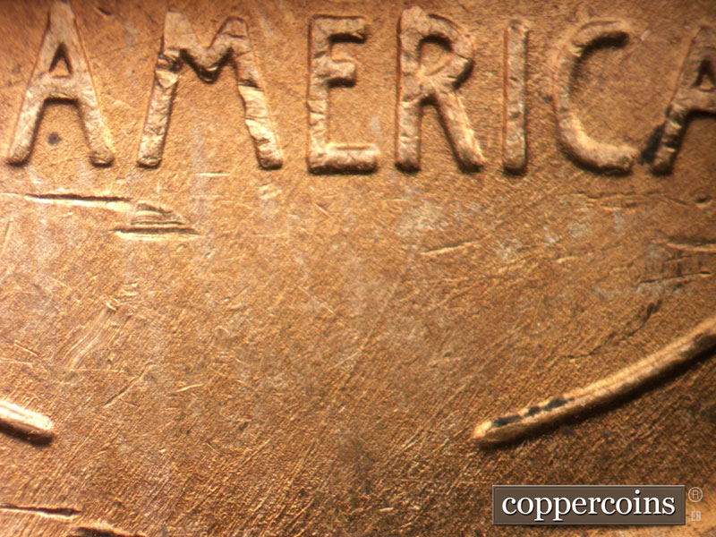 Die-stage B marker on 1946D•1DO•008 (1946 Doubled Die Obverse).