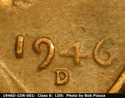Die-stage C marker on 1946D•1DR•001 (1946 Doubled Die Reverse).