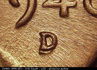 Die-stage C marker on 1946D•1MM•001 (1946 Repunched Mint Mark).