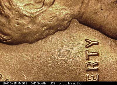 Die-stage C marker on 1946D•1MM•001 (1946 Repunched Mint Mark).