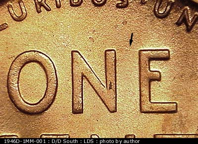 Die-stage C marker on 1946D•1MM•001 (1946 Repunched Mint Mark).