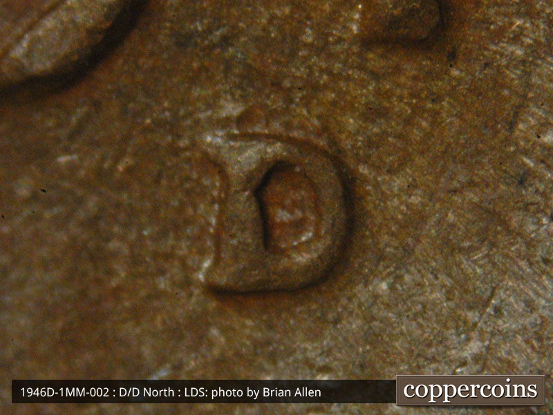 Die-stage C marker on 1946D•1MM•002 (1946 Repunched Mint Mark).
