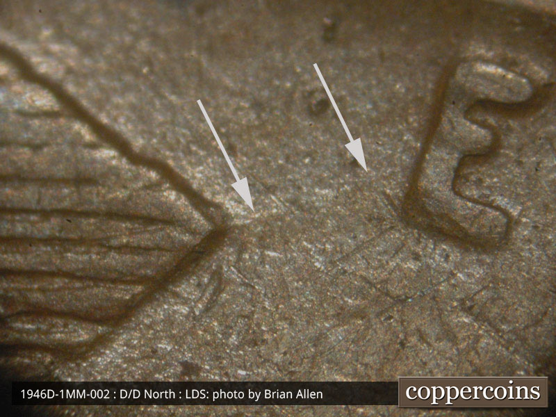 Die-stage C marker on 1946D•1MM•002 (1946 Repunched Mint Mark).