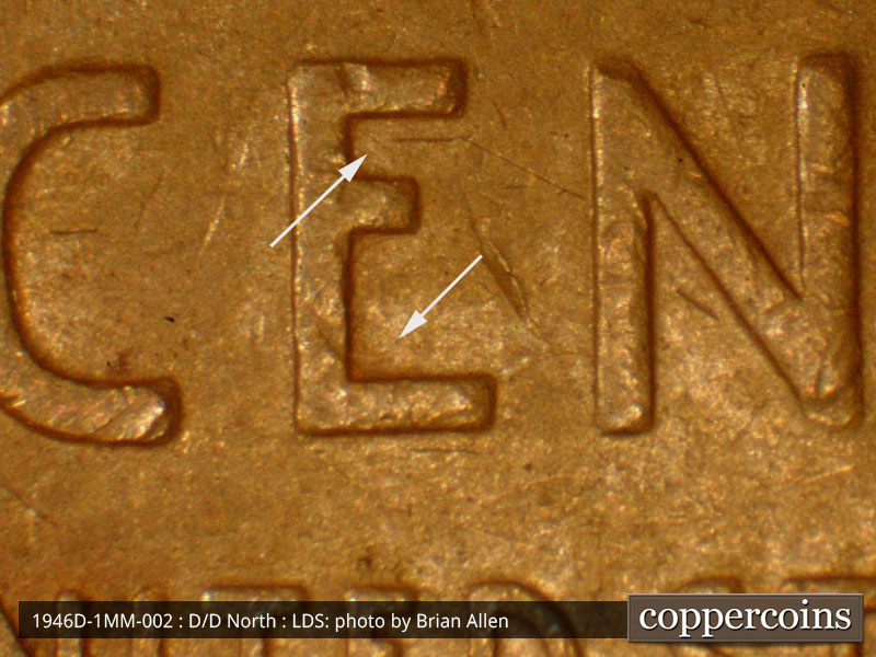 Die-stage C marker on 1946D•1MM•002 (1946 Repunched Mint Mark).