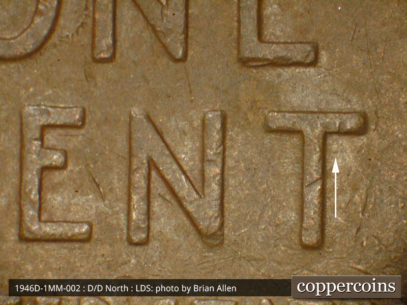 Die-stage C marker on 1946D•1MM•002 (1946 Repunched Mint Mark).